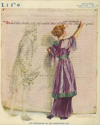 1776 - retušování starého mistrovského díla - 1915, obálka časopisu Life od Paul C. Stahr
