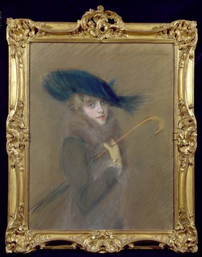 Elegantní dáma (pastel na papíře) od Paul Cesar Helleu