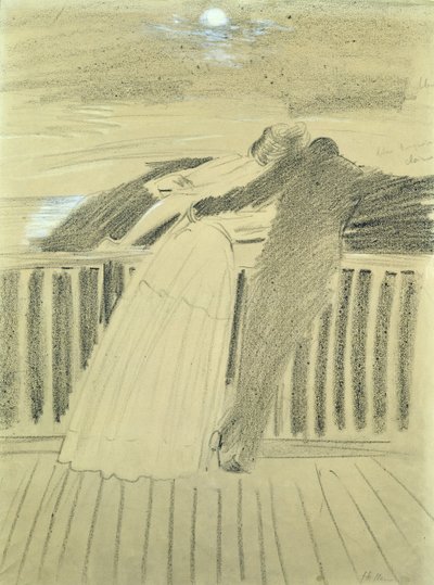 Jeanne Hugo a Jean Charcot v Hauteville House, Guernsey (pastel na papíře) od Paul Cesar Helleu