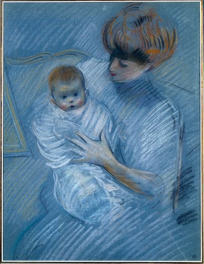 Mateřství. Kresba Paul Helleu (1859-1927), 20. století. Portrét matky s dítětem. Bayonne, Bonnatovo muzeum od Paul Cesar Helleu
