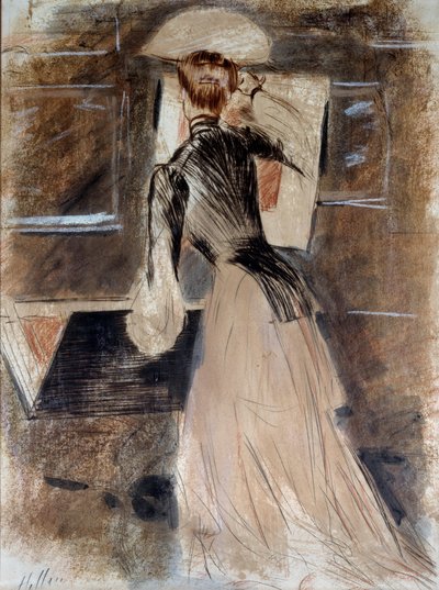 Celovečerní portrét Madeleine Carlierové. Paul Helleu (1859-1927), 20. století. Bayonne, Bonnatovo muzeum od Paul Cesar Helleu
