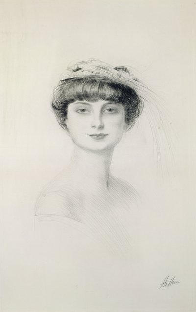 Portrét Anny de Noailles (1876-1933) (suchá jehla na papíře) od Paul Cesar Helleu