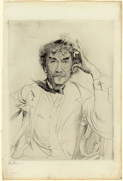 Portrét Jamese McNeilla Whistlera od Paul Cesar Helleu