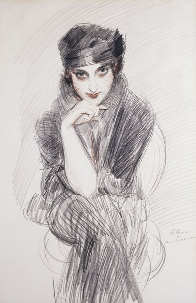 Portrét dámy, možná Madam Van Cleef od Paul Cesar Helleu