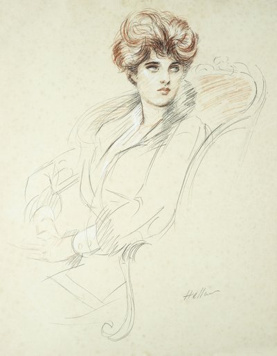 Portrét sedící dámy, od Paul Cesar Helleu