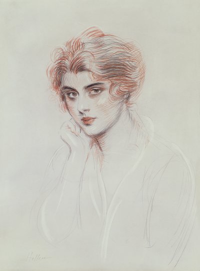 Umělcova dcera (barevná tužka na papíře) od Paul Cesar Helleu