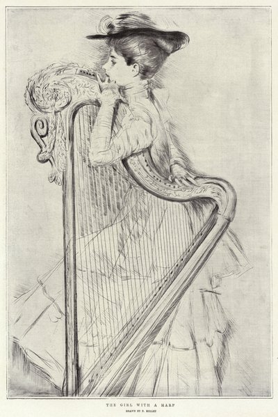 Dívka s harfou od Paul Cesar Helleu