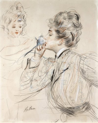 Parfém (uhl, pastel a sangvinik na kartonu od Paul Cesar Helleu