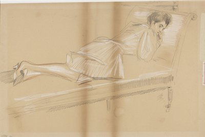 Žena leží vpřed na pohovce od Paul Cesar Helleu