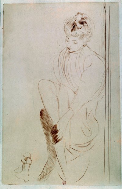 Mladá žena Kresba a la sanguine od Paula Helleua (1859-1927) Paříž 20. století, B.N. od Paul Cesar Helleu