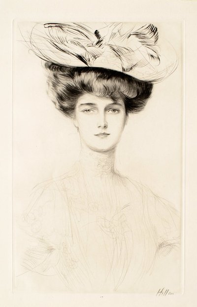 Junge Frau mit Hut od Paul Cesar Helleu