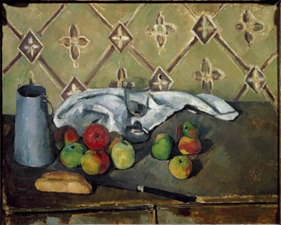 Krabice na ovoce, ubrousky a mléko - Olej na plátně od Paul Cézanne