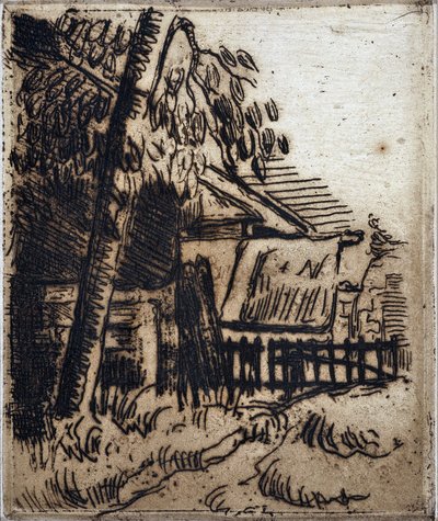 Dům v Auvers-sur-Oise (Auvers-sur-Oise). Rytina Paula Cezanna (1839-1906). Leptání. Slunce: 13,4 x 11,1 cm. Granetovo muzeum, Aix En Provence. od Paul Cézanne
