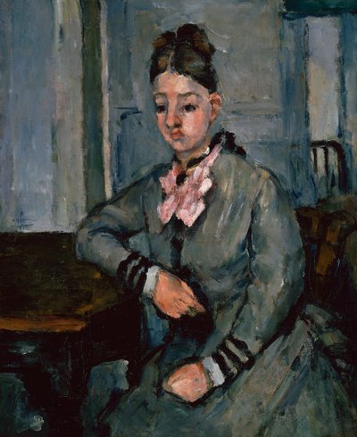 Madame Cezanne opírající se o stůl, kolem roku 1873 (olej na plátně) od Paul Cézanne