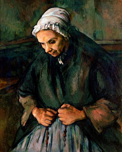 Stará žena u růžence Obraz od Paula Cezanna (1839-1906) 1896 ne. 65x85 cm Londýn, Národní galerie od Paul Cézanne