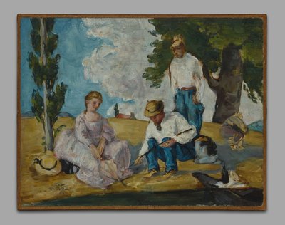 Piknik na břehu řeky od Paul Cézanne