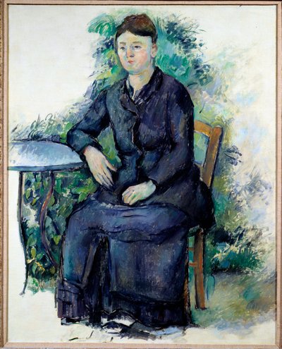 Portrét Madame Cezanne v zahradním obraze od Paula Cezanna (1839-1906) 19. století Sun. 0,63x0,8 m Paříž, Musee de l