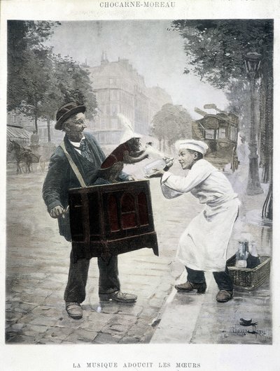 Hudba zjemňuje mravy, malba Chocarne-Moreau, c. 1900 od Paul Charles Chocarne Moreau