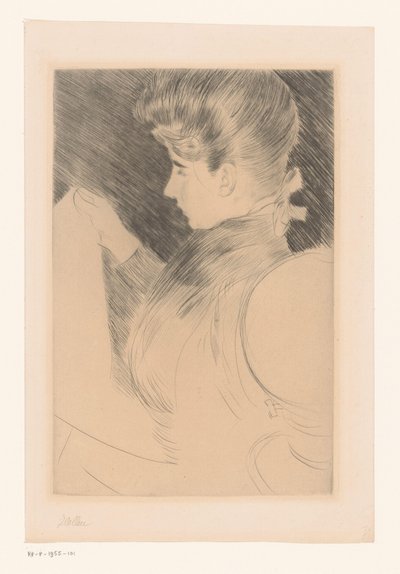 Portrét neznámé čtecí ženy od Paul César Helleu (signed by artist)