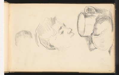 Hlava, pohár a rohlík od Paul Cézanne