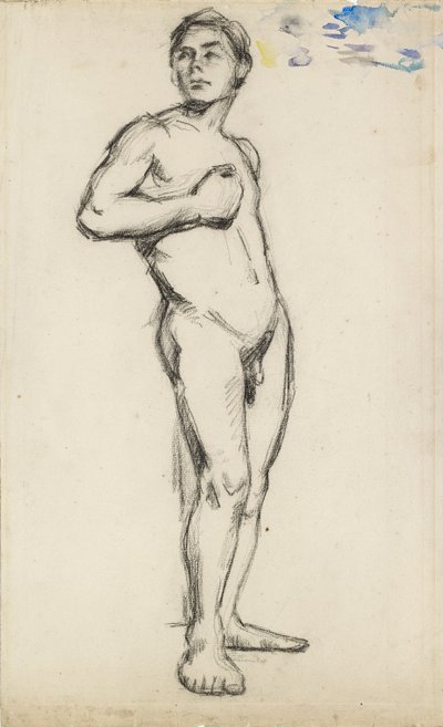 Akademická studie nahého muže s pravou rukou sevřenou na hrudi, 1865 od Paul Cézanne