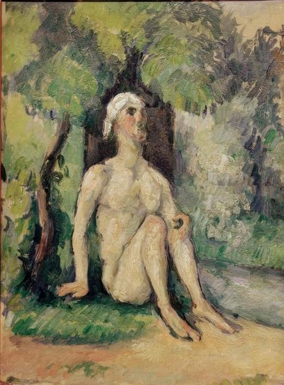 Koupání sedí u vody od Paul Cézanne