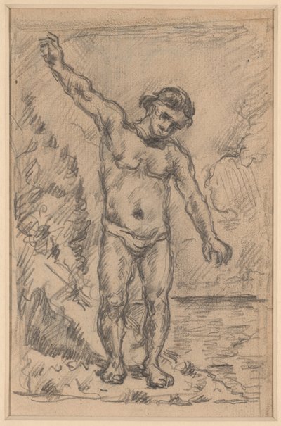 Koupající se s nataženýma rukama (recto); studie stromu (verso) od Paul Cézanne