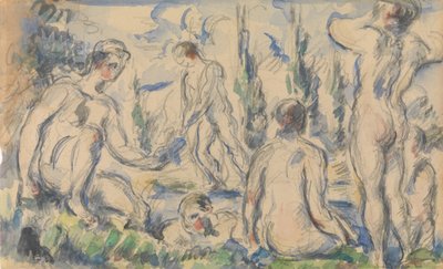 Bathers recto, Landscape verso, ca. 1888 recto, a.n.d. naopak. od Paul Cézanne