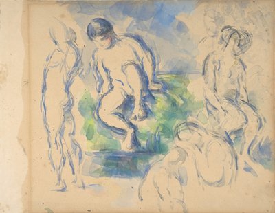Bathers recto, Still Life verso, ca. 1890 zpět - 1900 zpět. od Paul Cézanne