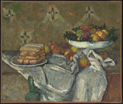 Mísa na ovoce a talíř sušenek, kolem roku 1877 (olej na plátně) od Paul Cézanne