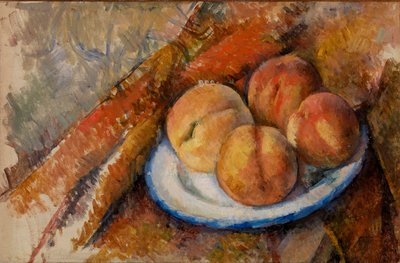 Čtyři broskve na talíři od Paul Cézanne