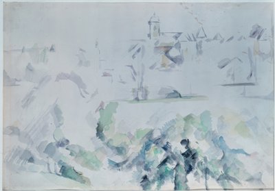 Kostel a stromy od Paul Cézanne