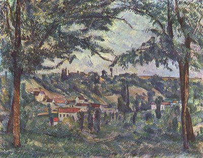Hameau des Pâtis v Pontoise, rámovaný stromy od Paul Cézanne