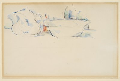 Zátiší, toaletní potřeby, c.1885-90 (grafit a akvarel na papíře) od Paul Cézanne