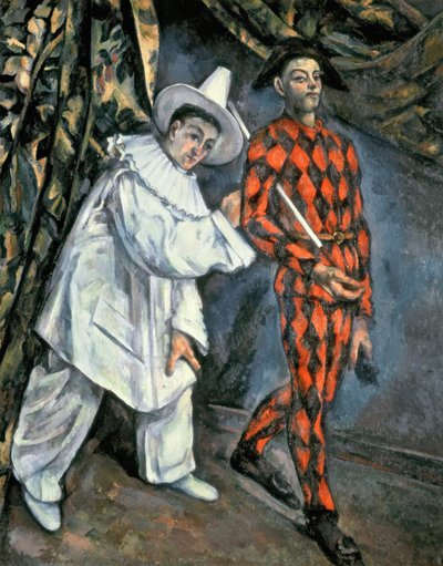 Pierrot a Harlekýn (Masopust), 1888 od Paul Cézanne
