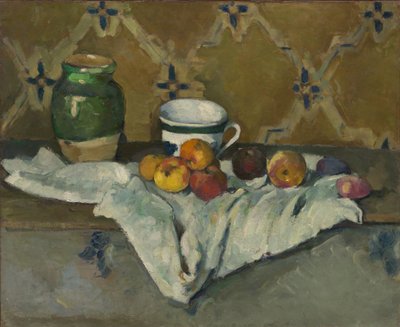 Zátiší se sklenicí, pohárem a jablky, kolem roku 1877 od Paul Cézanne