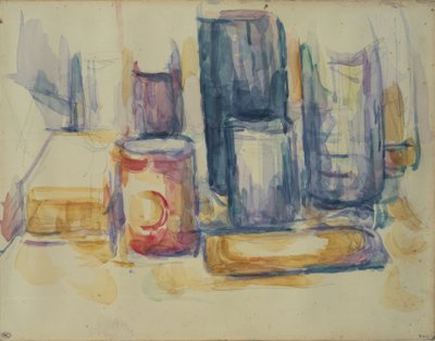 Kuchyňský stůl: sklenice a lahve od Paul Cézanne
