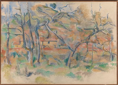 Stromy a dům, Provence od Paul Cézanne