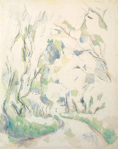 Studny a klikatá cesta v parku Chateau Noir; Studna a klikatá cesta v areálu Chateau Noir, kolem roku 1900 od Paul Cézanne