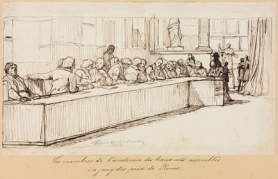 Členové Akademie krásných umění shromážděni k porotě Římské ceny, 1841 nebo 1842. od Paul Delaroche