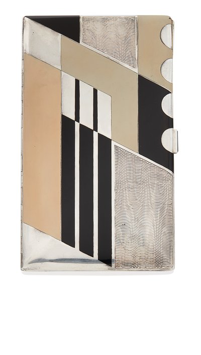 Pouzdro na cigarety, cca 1925 (stříbrno-zlacený kov a lak) od Paul Emile Brandt