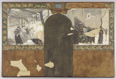 Skica kanceláře prefekta v Hôtel de Ville de Paris: Bombardování Paříže - Fronta před městským řeznictvím. od Paul-Emile Mangeant