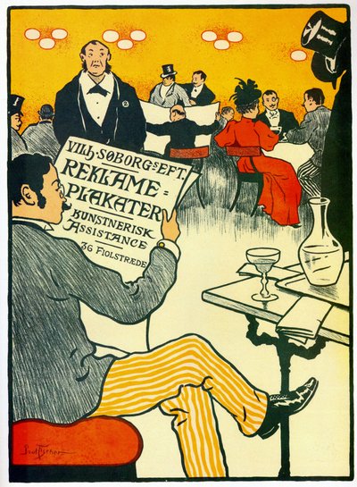 Reklamní plakát pro tiskárnu představující barovou scénu od Paul Fischer