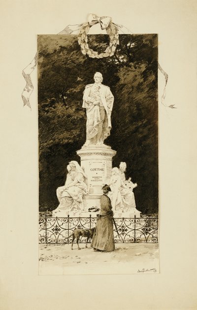 Elegantní dáma u sochy Goetha, 1888 od Paul Fischer