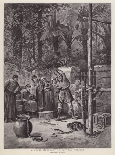 Obchodník s hady ve Střední Americe (litho) od Paul Frenzeny
