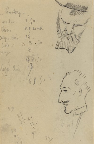 Vousatý muž a muž z profilu [verso] od Paul Gauguin
