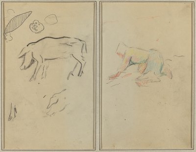 Prase; Bretonský rolník klečící [verso] od Paul Gauguin