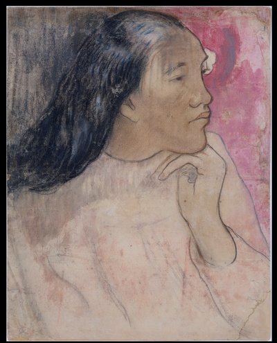 Tahiťanka s květinou ve vlasech od Paul Gauguin