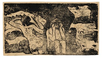 U Černých skal, ze sady pozdních dřevotisků od Paul Gauguin