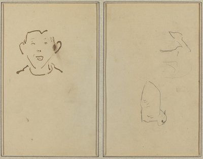 Chlapecká tvář; Dvě ovce [verso] od Paul Gauguin